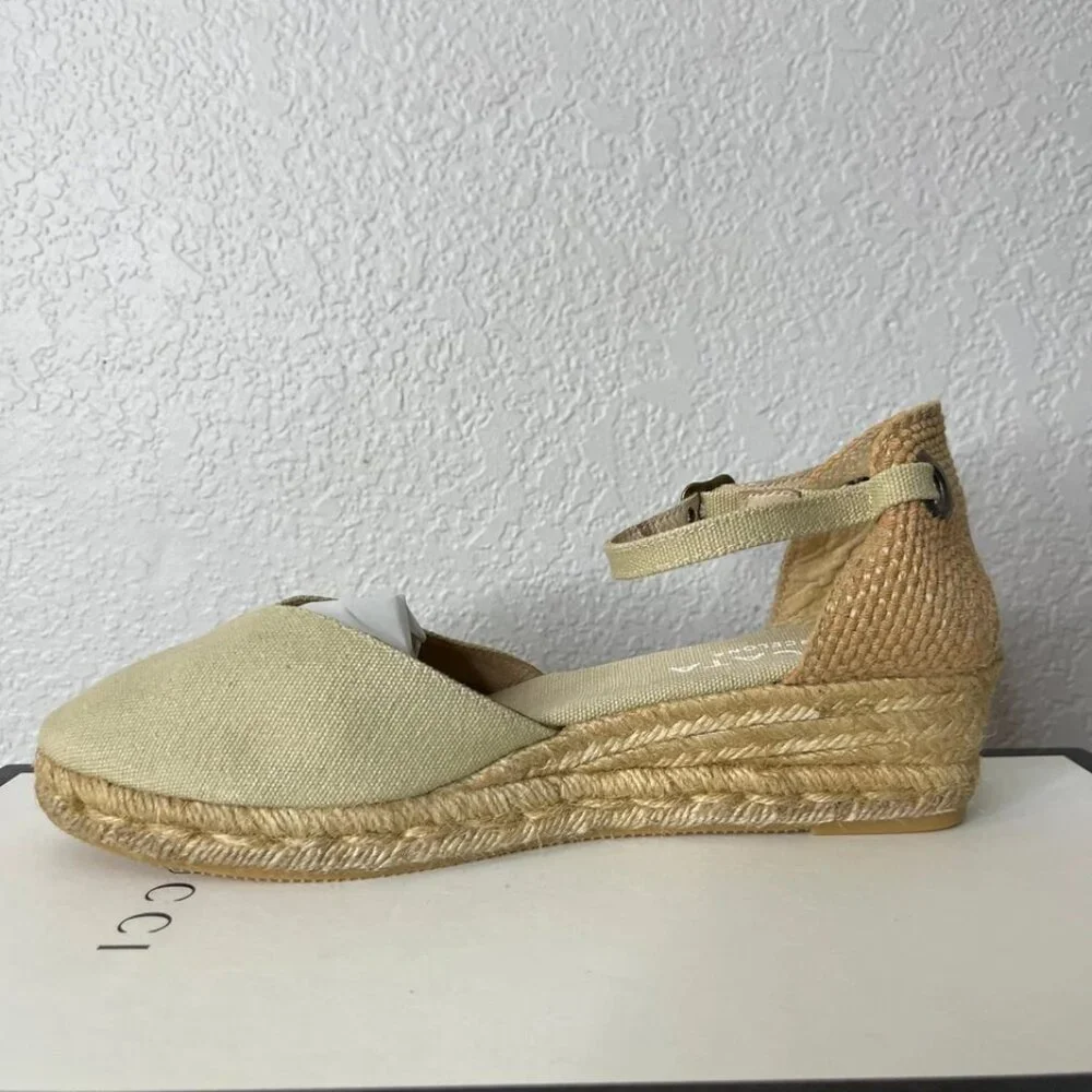 Viscata Formiga Beige Canvas Espadrille Wedge Sandal Slingback Women 41 EU/10 US